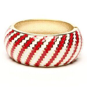 Amrita Singh Red Kimmy Chevron Cuff Bangle Bracelet.